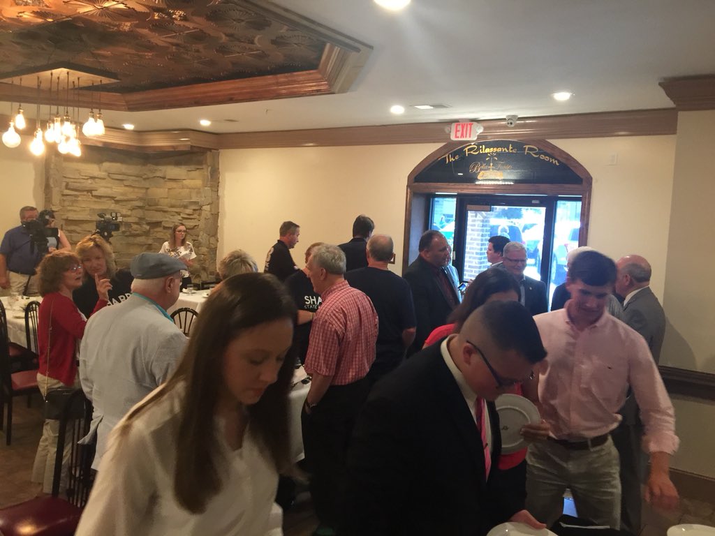 SharpForKY's tweet photo. Great turnout here in support of my campaign tonight. Thank you to Senator @damon_thayer and the @KentuckySRCCC for their support as well. #SharpforStateSenate #EndTheDecadeOfSilence https://t.co/Ja2CdBz6mk