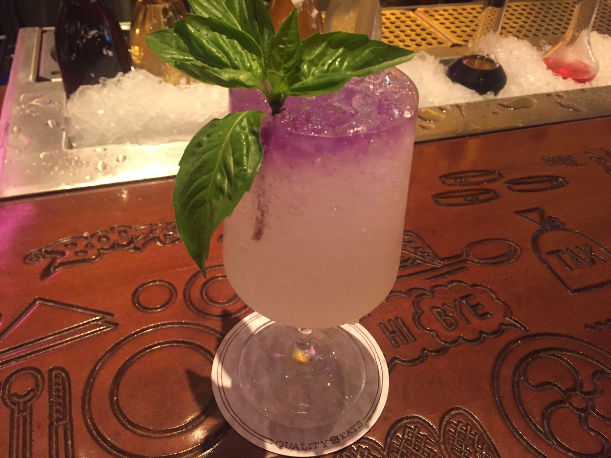 Tried to escape the downpour with @qualityeats Purple Rain Cocktail #cocktails #nyc #happyhour