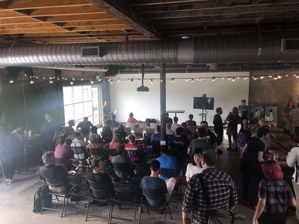 smashingboxes's tweet image. Spinning up some pie and convo with @trianglejs meetup. Thanks @pendoio  &amp;amp; @MellowDurham for supporting #trianglestartups #javascript #durm