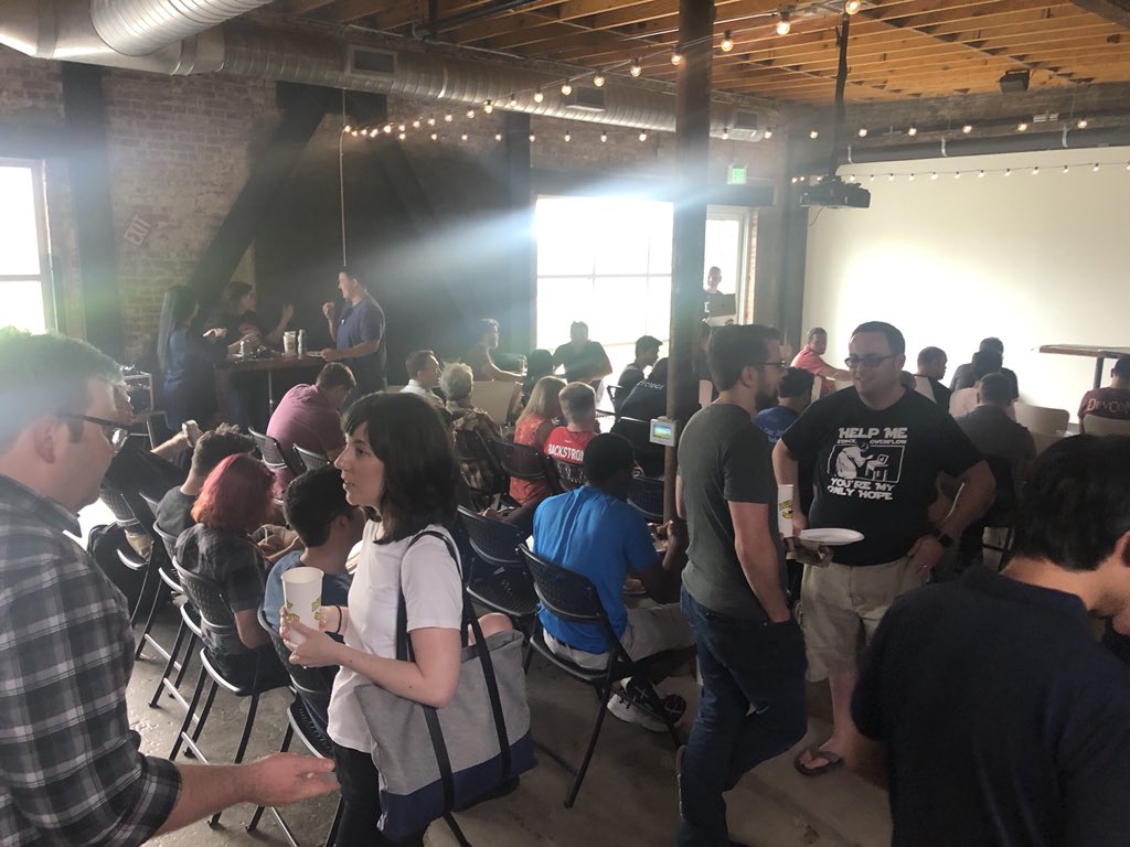 smashingboxes's tweet image. Spinning up some pie and convo with @trianglejs meetup. Thanks @pendoio  &amp;amp; @MellowDurham for supporting #trianglestartups #javascript #durm