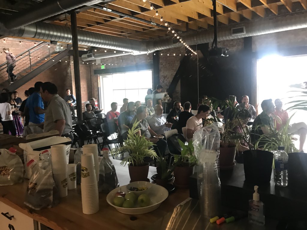 smashingboxes's tweet image. Spinning up some pie and convo with @trianglejs meetup. Thanks @pendoio  &amp;amp; @MellowDurham for supporting #trianglestartups #javascript #durm