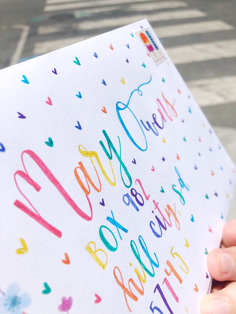 brennamedia's tweet photo. Rainbows and popsicles headed to Grammie. Thanks, @UBrandsLLC, for the new gel pens! #rainbow #gelpens #snailmail https://t.co/qThzzXVRQD