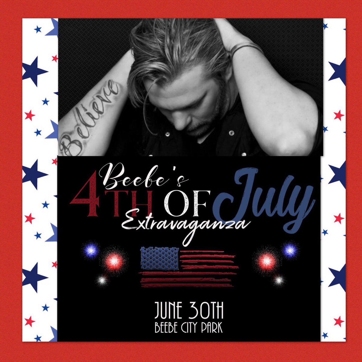TeamCWByall's tweet photo. .@CWBYall kicks off the 💥💥 early at the #4thofJulyExtravaganza in  #Beebe #Arkansas this Sat 6/30! #BeebeCityPark Doors open 5:30pm #FreeShow #BringTheKiddos #FamilyFun #Happy4th y’all ! #WeSweat 🇺🇸 https://t.co/9HcaEt1evD