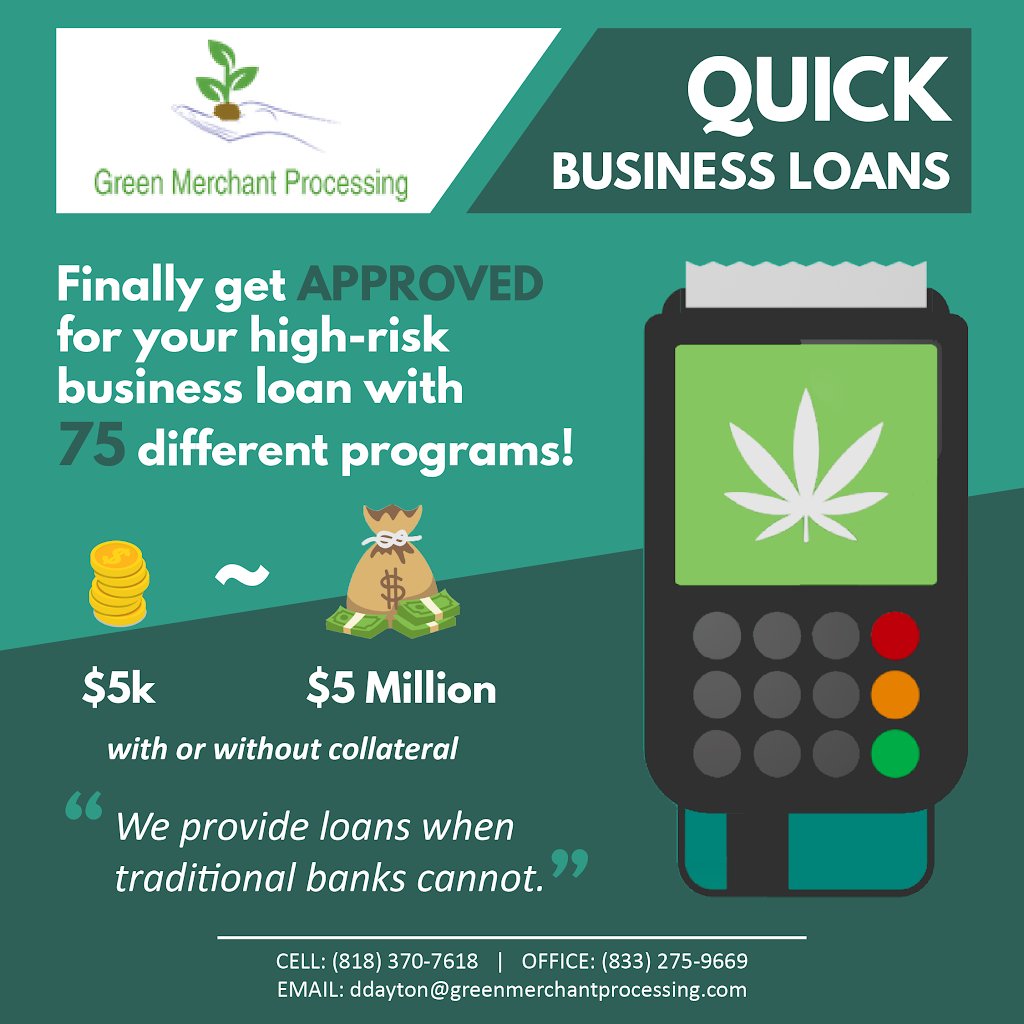 For more info, visit GreenMerchantProcessing.com
#businessloans #cannabis #cbd #creditrepair #adult #highriskbusiness #financialservices