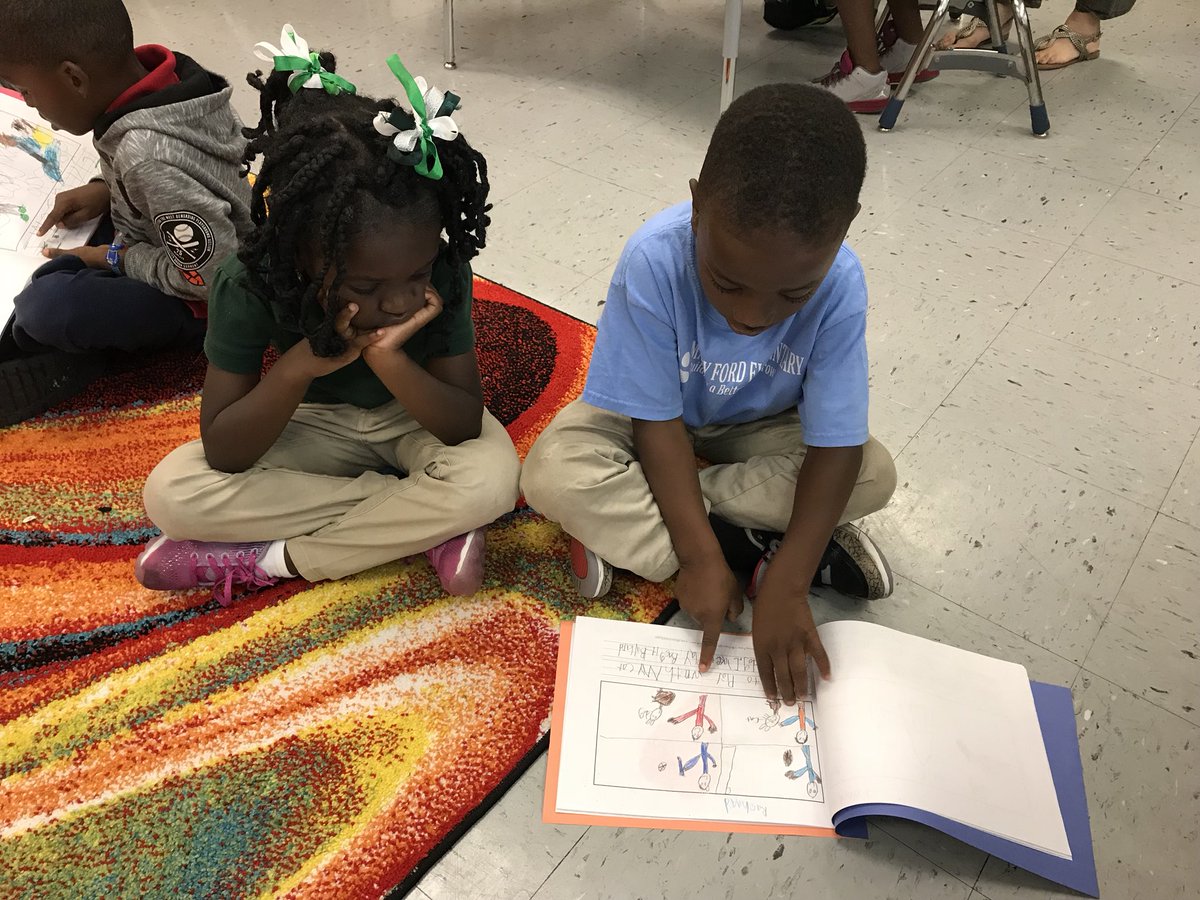 kim_wickstrom's tweet photo. #TeacherResidency.  Sharing our books of writing we did over the last few weeks with our friends down the hall. Awesome readers and writers! https://t.co/VpGx7zRdgd