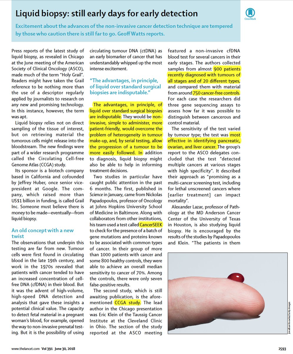 EricTopol's tweet photo. Where do we stand with the liquid biopsy for #cancer?
A very good update, succinct summary @TheLancet 
https://t.co/FXyXffdVHs https://t.co/knRHqS2vLZ