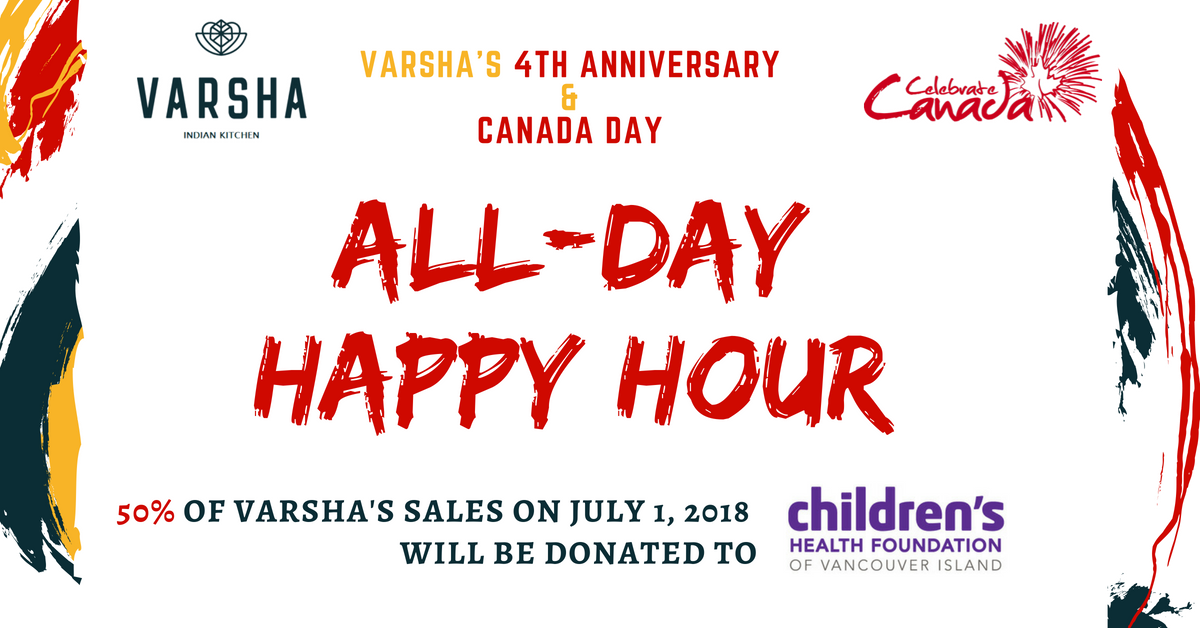 All Day Happy Hour! On July 1 - so many reasons to celebrate this magical day!
#canadaday #CanadaDay2018 #yyj #yyjfood #yyjfoodie #varshayyj #alldayhappyhour
