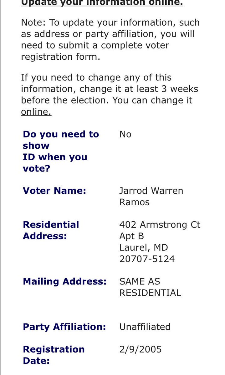 Jarrod Warren Ramos registered to vote as neither Republican or Democrat