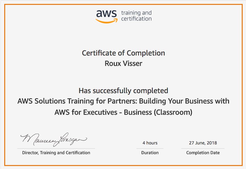 Congratulations Roux on successfully completing another <a href="/awscloud/">Amazon Web Services</a> certification!
#AWSTrainingAndCertification
