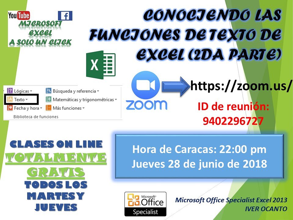 Iver_Ocanto's tweet image. En 5 minutos nos vemos nuevamente en una Clase On Line de Excel Totalmente Gratis. No se la pierdan. 

#claseexcel #clasegratis #excel #funcionesexcel #Microsoft #capacitacionexcel