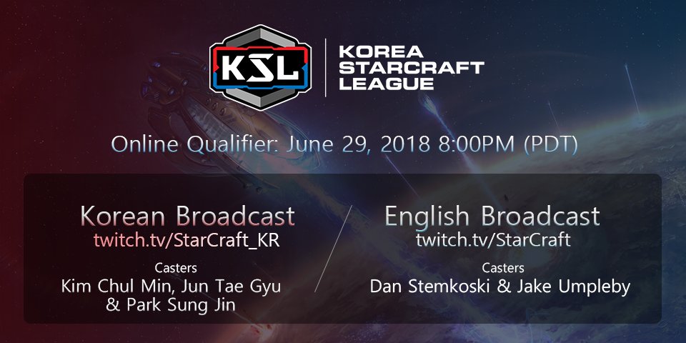 esportstarcraft's tweet image. 📢 In ONE HOUR the OFFICIAL kickoff broadcast for the #KSL begins!

Join @Artosis and @onfireNoRegreT's 13 HOUR 🤯 broadcast as they discover the Top 256 @StarCraft: Remastered players for the inaugural season

👀 Blizz.ly/KSLQual #esports