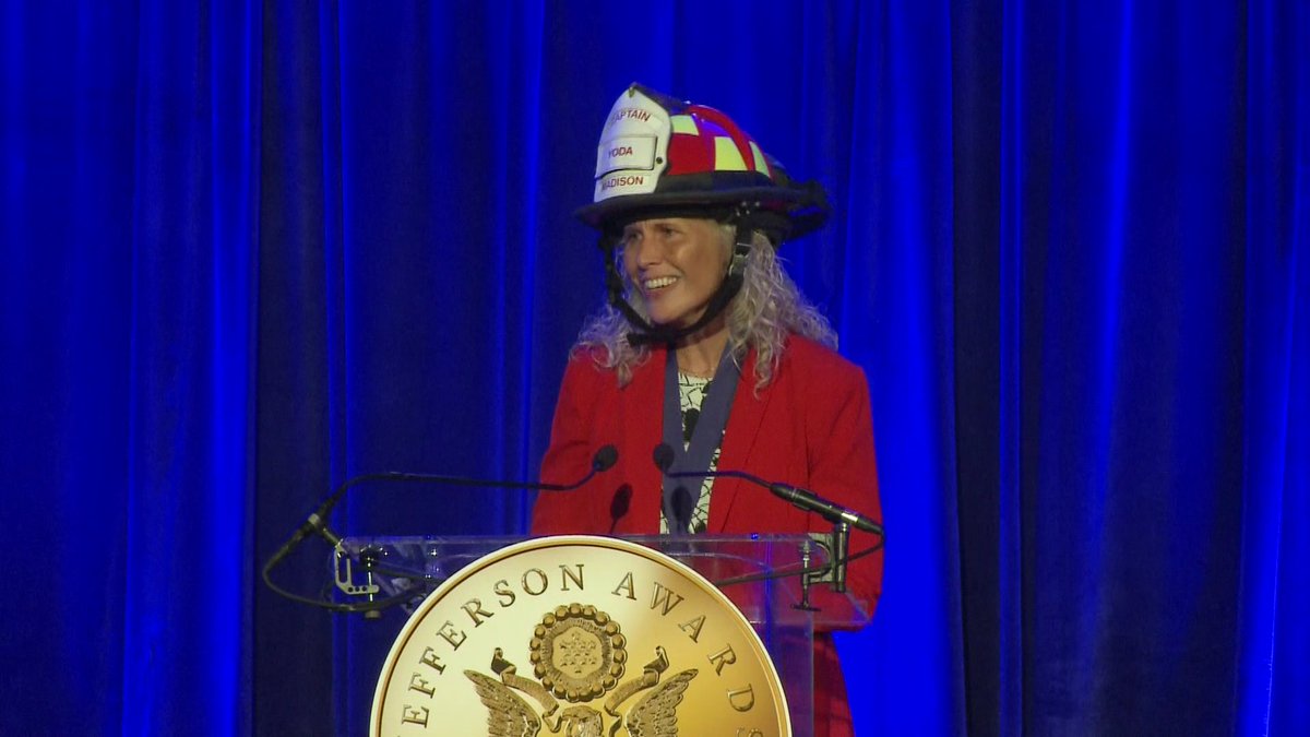 CONGRATULATIONS JEN ROMAN! Madison Fire Captain Jen Roman was honored tonight by the @JeffersonAwards Foundation in Washington, D.C. for founding CampHERO for girls. Tonight at 10 on #WKOW, her speech in front of the nation's volunteers.