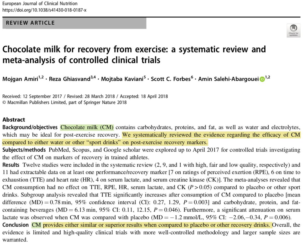 ✅ What is the best recovery drinks?
🐂🥛🍫 CHOCALATE MILK 
ncbi.nlm.nih.gov/m/pubmed/29921…
#crossfit #nutrition #milk #chocolate #chocolatemilk #recoverydrink #motivation #training #gym #workout #wellness #skeletal #muscle #protein #carbohydrates