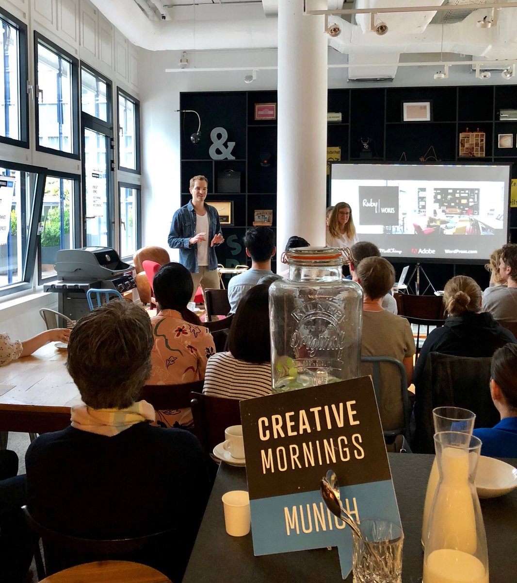 Birgitmunich's tweet image. Today I‘m attending my first #creativemornings in ⁦@ruby_works⁩,     interesting question: why a true artist is never satisfied, #craft