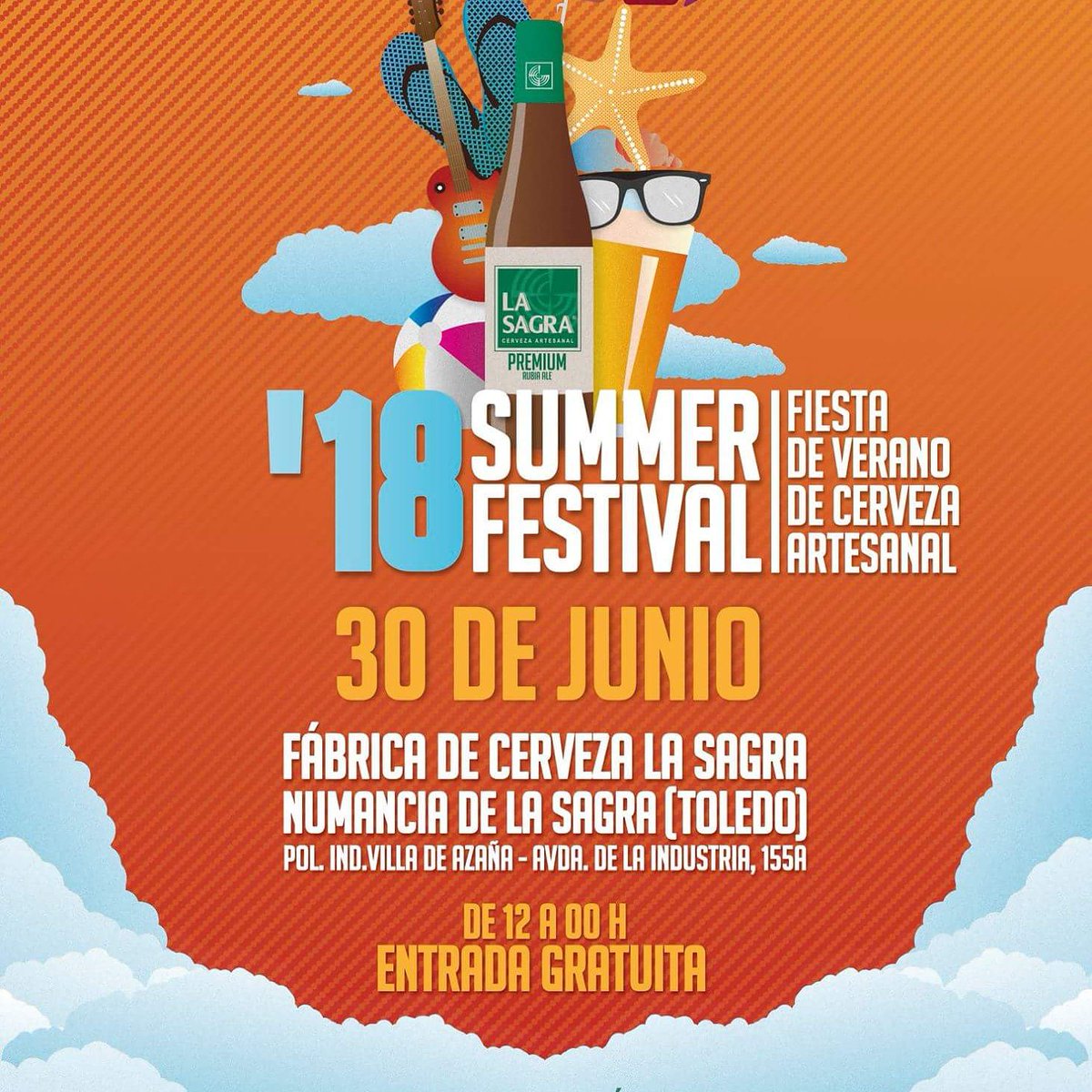 Te vas a perder el comienzo del verano en la Sagra? Llega SUMMER FESTIVAL, 12 horas de Música en directo y la mejor cerveza.
Más info: bit.ly/2MxJ8NP