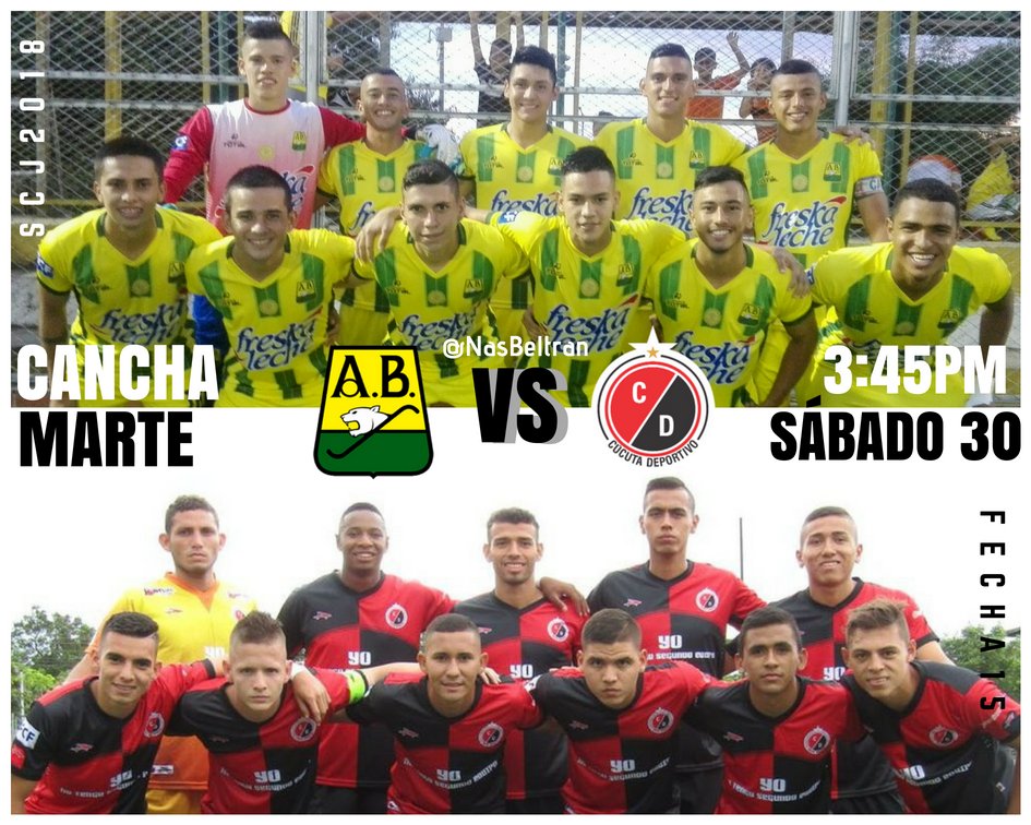 NasBeltran's tweet photo. La invitación es el sábado a las 3:45PM en el templo del fútbol Santandereano. 
¡Super Clásico Juvenil! @ABucaramanga vs @Cucutaoficial por el grupo D de la #SCJ2018 

#VamosLosPibes ⚽✨ https://t.co/qLlJYzsrYf