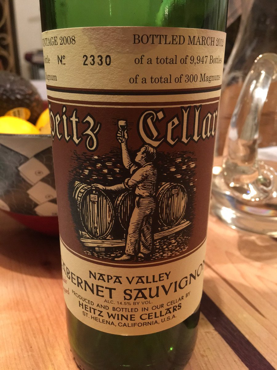Enjoyed this <a href="/HeitzCellars/">Heitz Cellars</a> 2008 Trailside Vineyard Napa Valley Cabernet tonight with friends. WOW!!! FANTASTIC!!! A 10 year old classic California wine. Love it!🍷🍷🍷