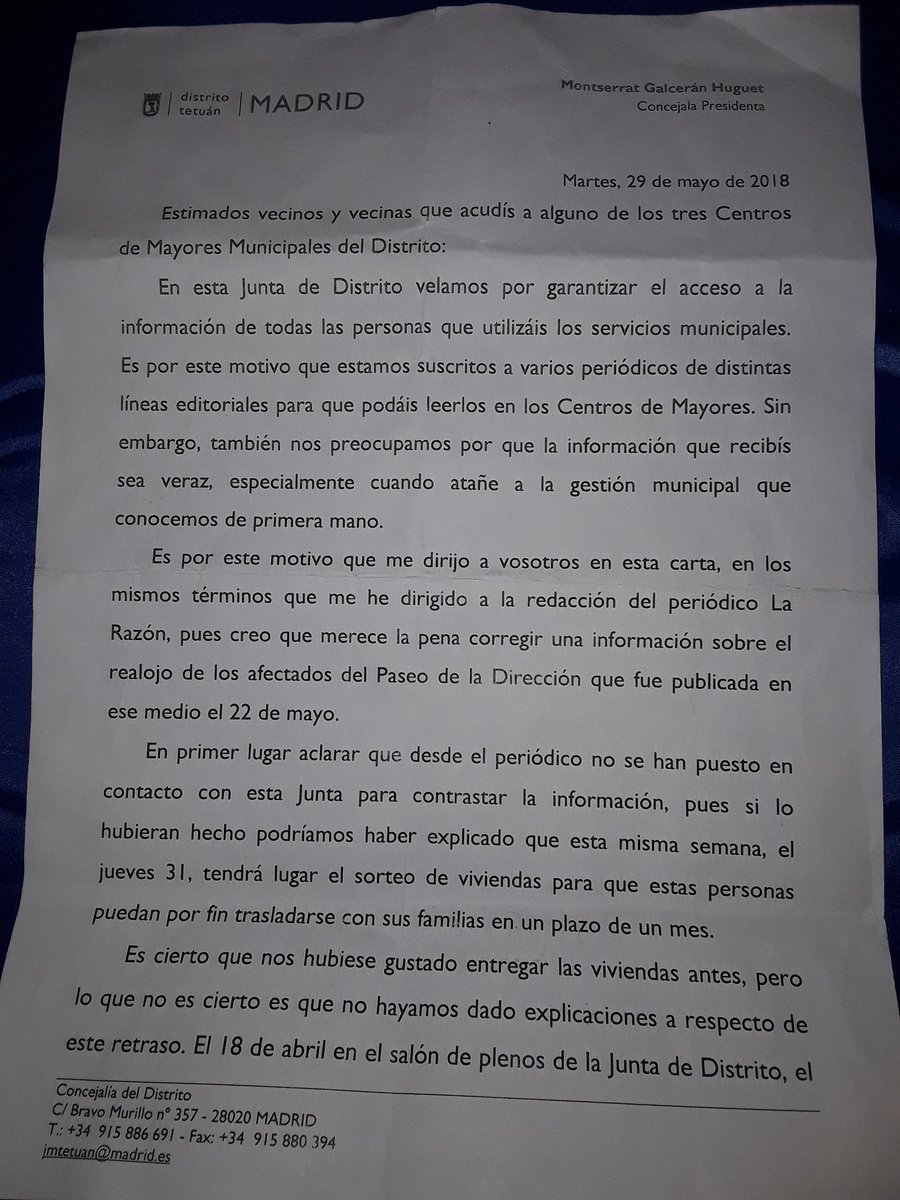 SOSPaseoDirecc's tweet photo. . Viernes, 29 de Junio de 2018.
Estimada CONCEJALA PRESIDENTA DISTRITO TETUÁN. 
¿Algo qué  añadir?
@galceran_montse 
@AhoraTetuan 
@GanemosTetuan  
@GanemosMadrid 
@AhoraMadrid 
@TetuanPSOE 
@iutetuan  @pptetuan  @CsMadTetuan https://t.co/f0ayfUzV5v