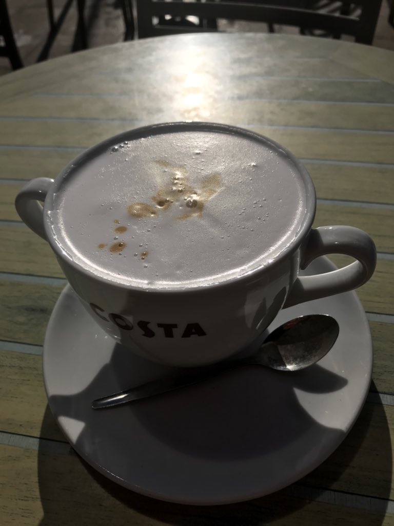 DrJanetLord's tweet photo. #besa2018 Large coffee in the Bolton sun before day 2. https://t.co/T1cZb4VETU