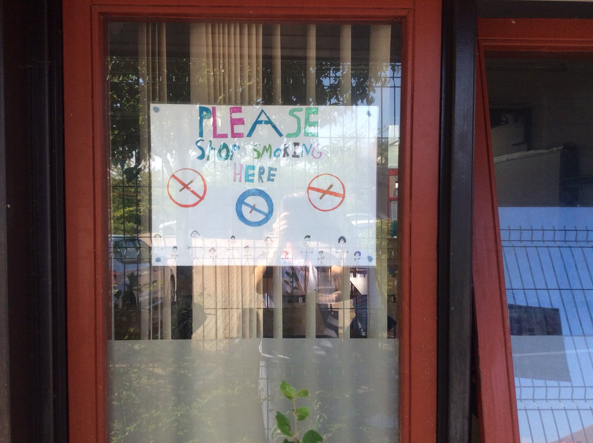 tolkien_class's tweet photo. Tolkien class have created and put up posters outside their classroom to persuade everyone to not smoke near their learning area - especially in this heat as they can’t open their windows if theirs smoke! @BBCNewsround https://t.co/svnrFs0tsk