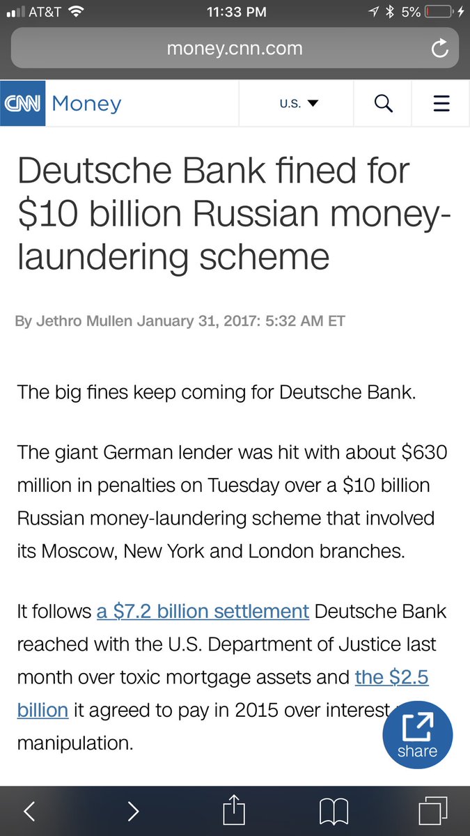 ProudSocialist's tweet image. Source 1, Source 2 and Source 3.

This is a conspiracy in broad daylight. Most of the dots can be connected on the World Wide Web. And while the Kennedy connection is interesting, the bigger takeaway is that Deutsche Bank is most likely the “laundromat” between Trump and Russia.