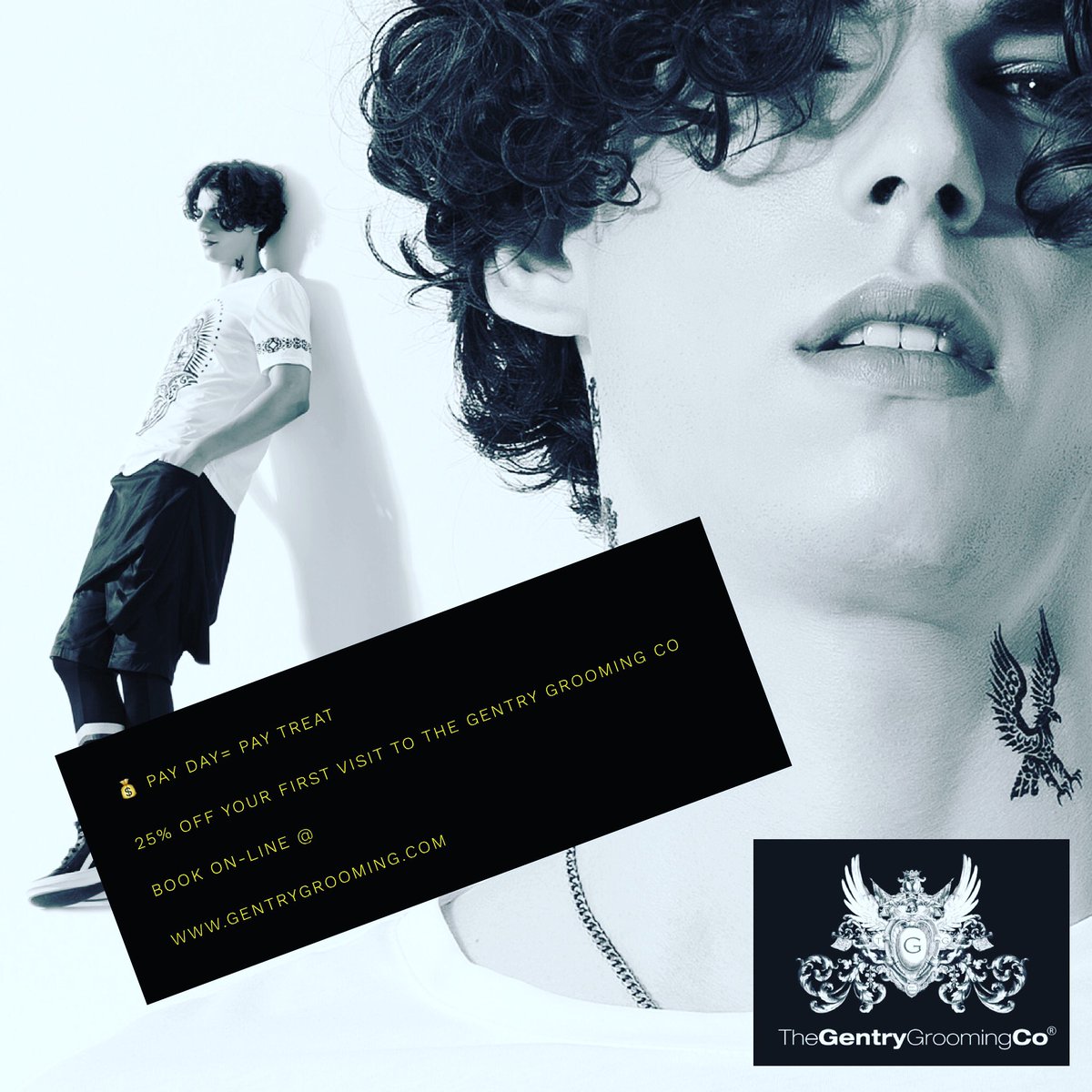 GentryGrooming's tweet photo. Pay day today??? 💰💰💰 go treat yourself @gentrygrooming_  25% off your first visit. Book online at https://t.co/psWO06WQJ8 #menshair #barbershop #barbersmanchester https://t.co/KfrrGMIN4c