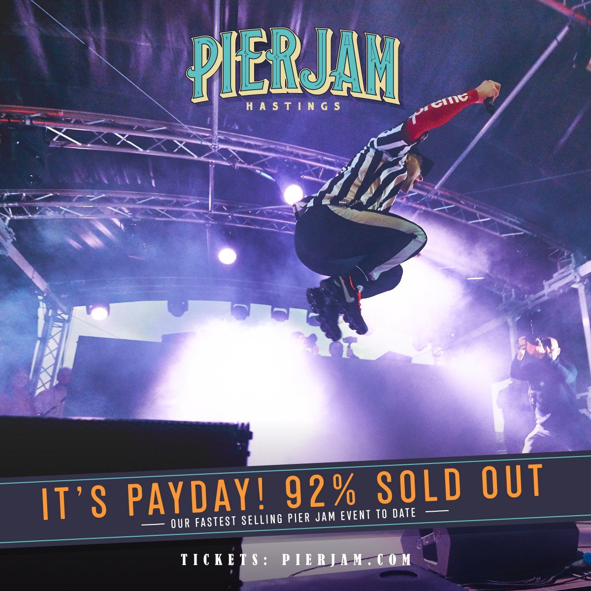 ⭐ Its Pay Day ⭐

Tickets are now 92% Sold Out for Pier Jam Hastings - Part Two on July 7th!

Final tickets available from : pierjam.com