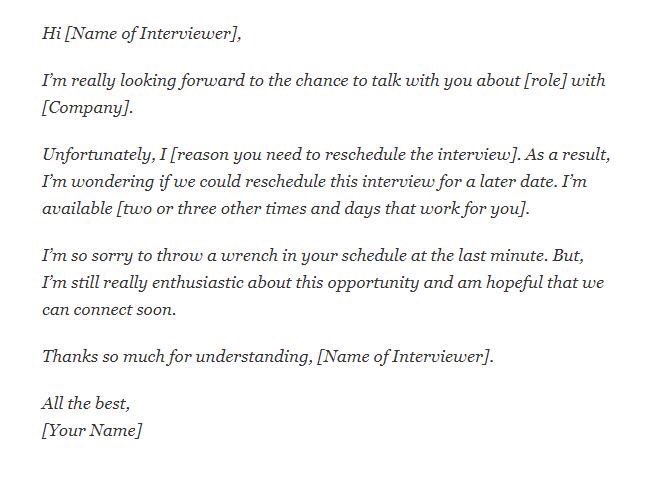 Contoh email tidak dapat hadir interview