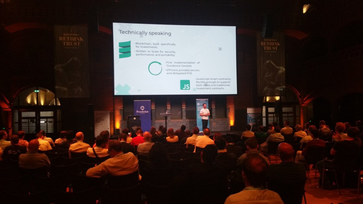 Blockchain, Scala, Provable Security, Javascript. There's one thing on the slide that does not fit, guess which one ;)