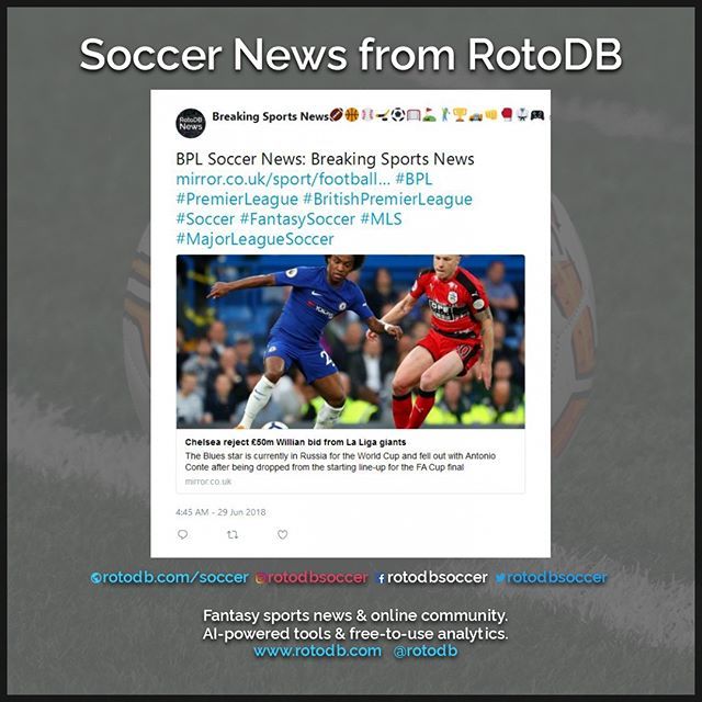 rotodbsoccer's tweet photo. https://t.co/uRx2u8YsKo Sports News via @rotodbnews #Sports #Fantasy #FantasySports #BPL #PremierLeague #BritishPremierLeague #Soccer #FantasySoccer #MLS #MajorLeagueSoccer https://t.co/Nkb3tI1Ahe