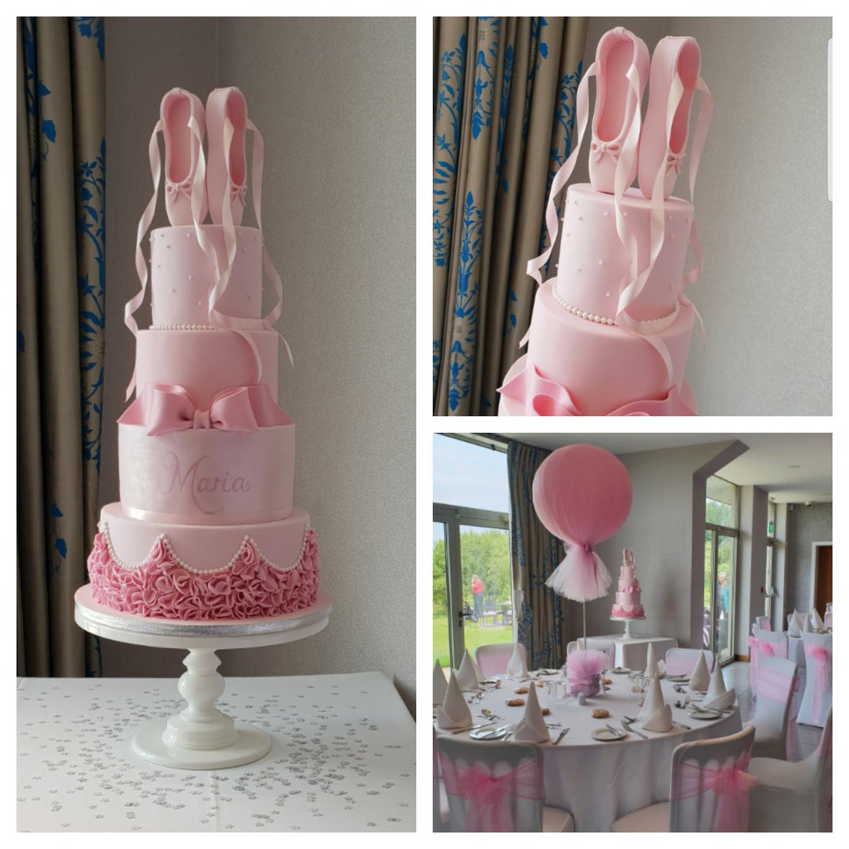 Pretty Pink Ballerina Themed Christening Cake! #cake #cakedecorating #cakes #pretty #love #pink #girl #ballet #ballerina #christening #baby #celebration #happy #orthodox #party #renshaw #yummy