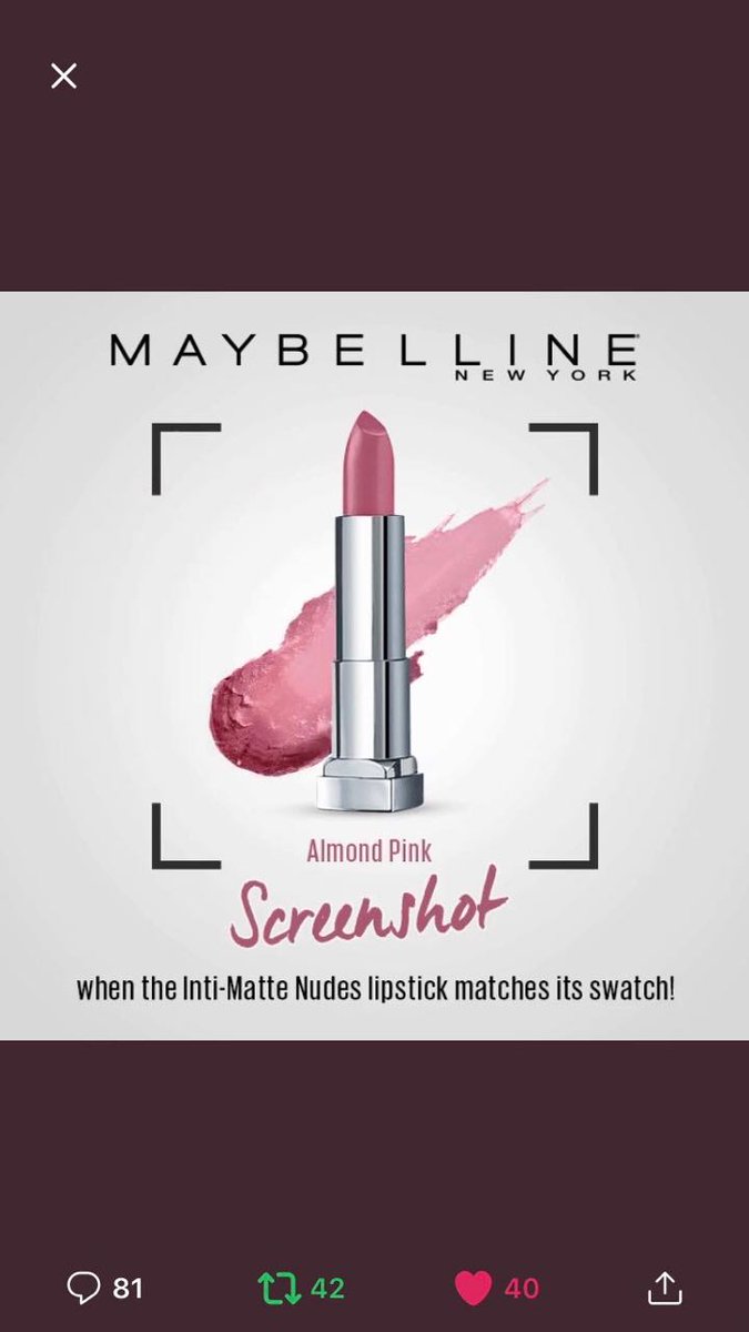 Dimple_bhagnani's tweet photo. Hey it's a match!! 
When the lipstick matches the swatch!!
@MaybellineIndia #fridayglam #Mattelipstick #LoveforNudeLipstick  #AlmondPink https://t.co/Usjx88kEht