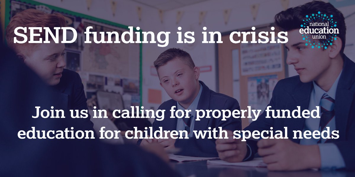 As 91% of schools continue to face billions in budget cuts, the Govt is failing to provide the funding necessary to give children with SEND adequate support. 

📝Please sign &amp; RT this petition calling on <a href="/DamianHinds/">Damian Hinds</a> to act now. 

#SchoolCuts #SENDcrisis neu.org.uk/SENDfunding