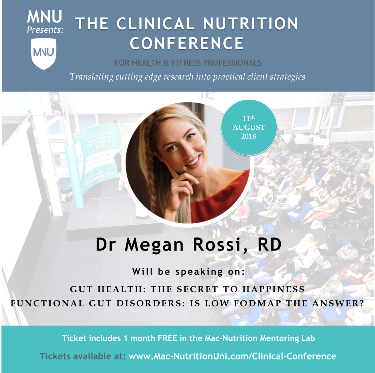 MacNutrition's tweet photo. **SPEAKER ANNOUNCEMENT**

We are delighted to announce that @TheGutHealthDoc will be speaking at our Clinical Nutrition Conference on Saturday 11th August in Nottingham, UK. A true expert in the human gut!

Find out more here: https://t.co/FPYmCmUISA

#MNUConference #Nutrition https://t.co/XF8edvJa9W