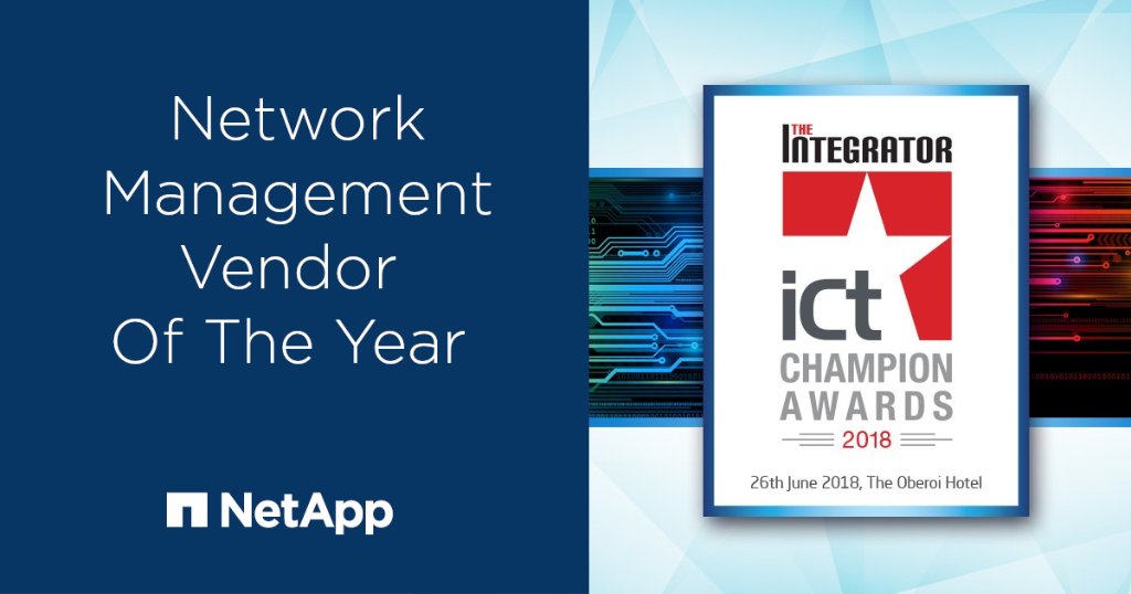 NetAppME's tweet image. We are proud to be Network Management Vendor of the Year - Thank you! #OCI #OnCommandInsight #TheIntegrator
