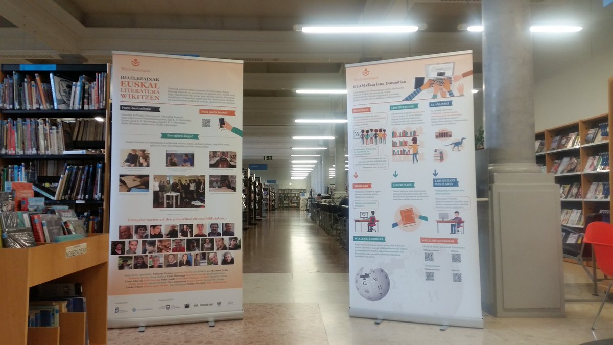 #Wikiliburutegiak erakusketa ibiltaria Alderdi Ederreko Liburutegi Nagusian egongo da udan #idezlazainak #euwikipedia