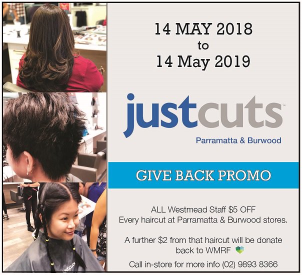 Give Back Promo | May 2018-2019 💙 <a href="/JustCuts/">KJ</a> ParramattaBurwood salons generously launched 12-month "give back promotion" 
💙ALL Westmead staff $5 OFF every haircut at their Parramatta &amp; Burwood stores. Read more go to our bio link or ow.ly/dD3130jYNje @justcutsofficial