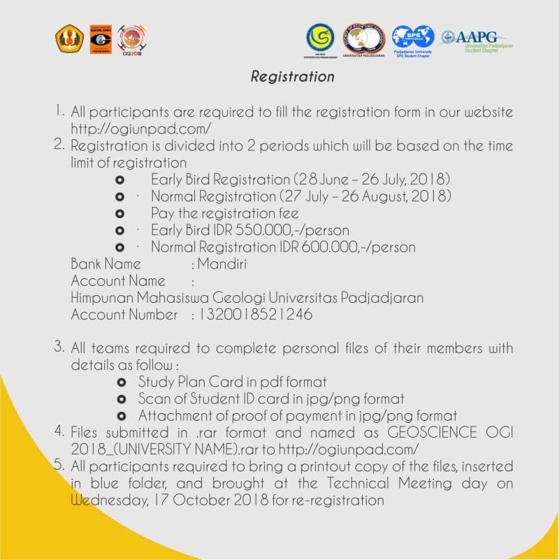 OGIUNPAD_2018's tweet photo. [[GEOSCIENCE COMPETITION OGI 2018]]

GEOSCIENCE is a series of competition about Geology, consist of Basic Geology Competition, Geotechnical Engineering and Hydrogeology Case Study Competition, and Geothermal Case Study Competition. 

#OGI2018 https://t.co/61o5VlxjfC