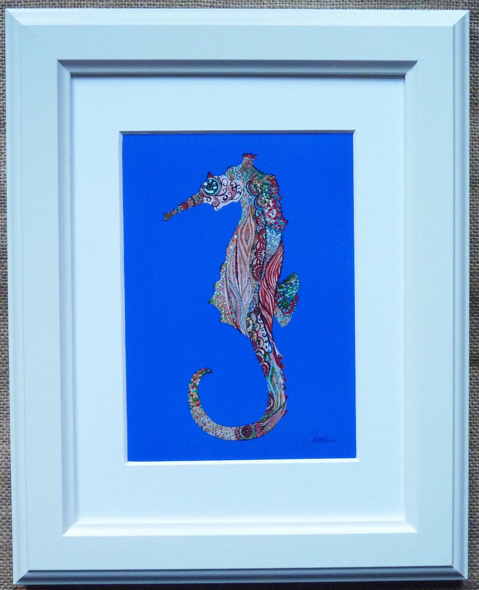 canvasbutterfly's tweet image. Seahorse Print Seahorse Painting Seahorse Illustration-&apos;Seahorse In Blue&apos; a bright gorgeous print for anywhere and anyone.Lovely gift choice tuppu.net/2da63592 #Etsy #Canvasbutterfly #SeahorseDesign