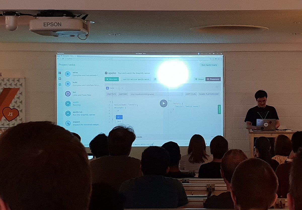 jsrepublic's tweet image. Impressive demonstration of the new #vuejsCLI to add #graphql and #apollo to an existing #vuejs project by @Akryum #vuejsroadtrip #paeus