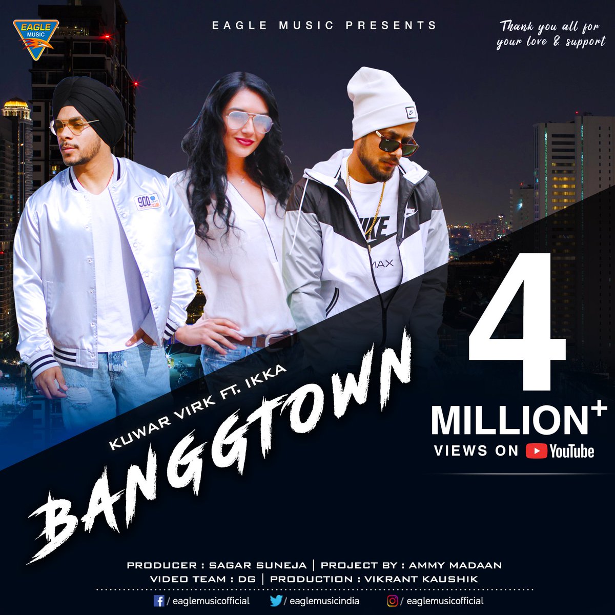 EagleMusicIndia's tweet photo. #Banggtown by @KuwarVirk4u featuring @ikkanomics has crossed 4 Million+ views on #Youtube.
Thank you all for your love and support 
Watch video here : https://t.co/LXPkE9G9Nh

Click here to Subscribe : https://t.co/26okJxce8N
@eaglemusicindia #SagarSuneja #Gripp #PowerUpMax https://t.co/97ICjnw6pM