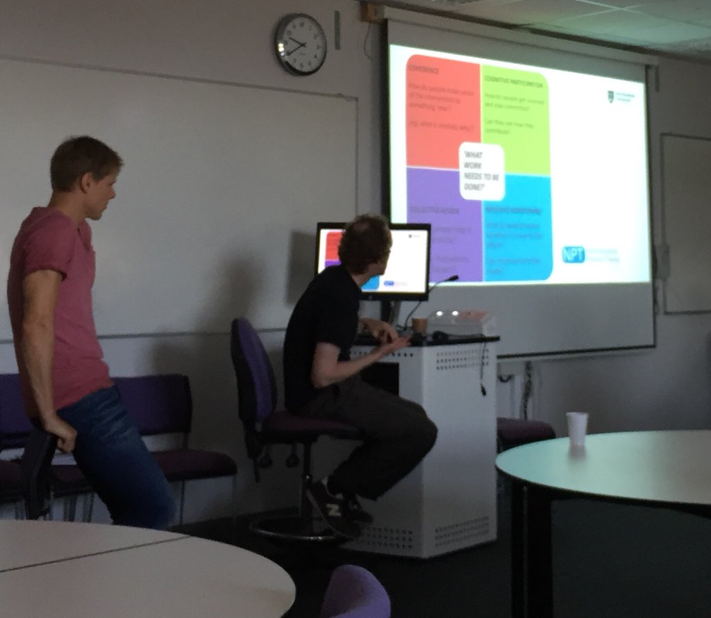 slthannah's tweet photo. Exciting challenges! Dr Tim Rapley and Dr Sebastian Potthoff are helping us think through implementation on day 2 of #adp_2018 @HazelRoddam1 @profpleslie @angelacrocker5 @ReSNetSLT https://t.co/UPuYboyJUN