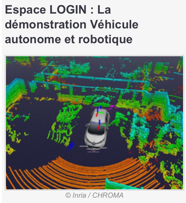 Inria's tweet photo. L’équipe @chroma_inria a développé une démonstration sur la coopération multi-robot #vehiculeautonome et #robotique au sein de l’espace démo du centre @inria_grenoble https://t.co/iwVyLOHI8g #JSInria2018 https://t.co/TxkDejCLJS