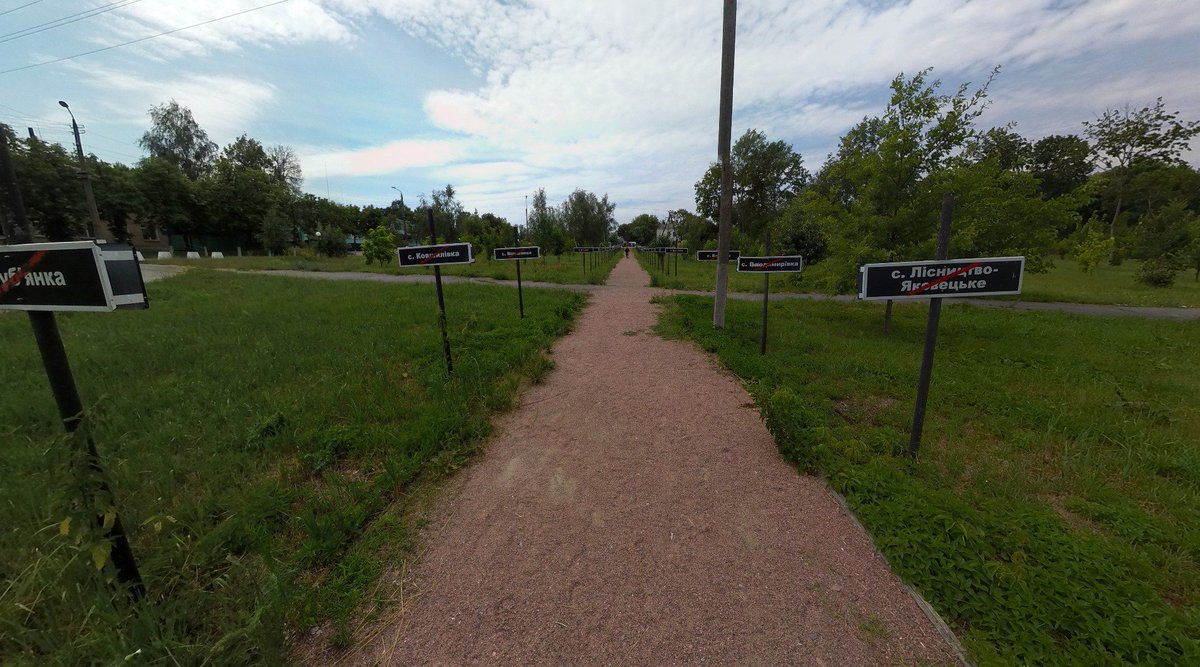 ChernobylVR's tweet photo. Town of Chernobyl. At first glance these signs are similar to those we meet at the entrance to every city. But these are different. Every one represents a village which residents were evacuated after the disaster. Most of the places don't exist anymore. https://t.co/6HCwSYArP4