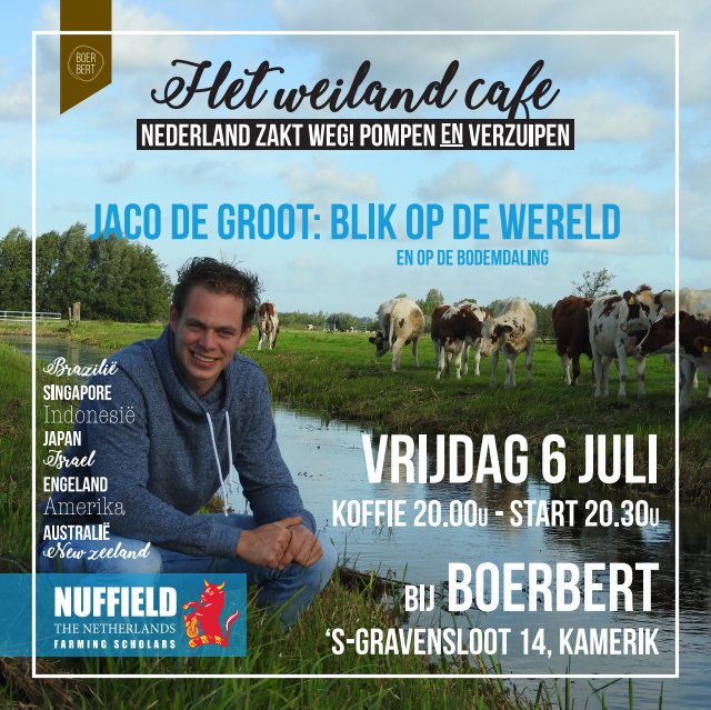 Op de zwoele vrijdagzomeravond 6 juli, tijdens Camping Bodemdaling; een wereldverhaal van Jaco de Groot in het pop up Weidecafé.
Met daarna kampvuur, live muziek en doorpraten met bestuurders, lokale helden en avonturiers. Meld je aan op onze site!