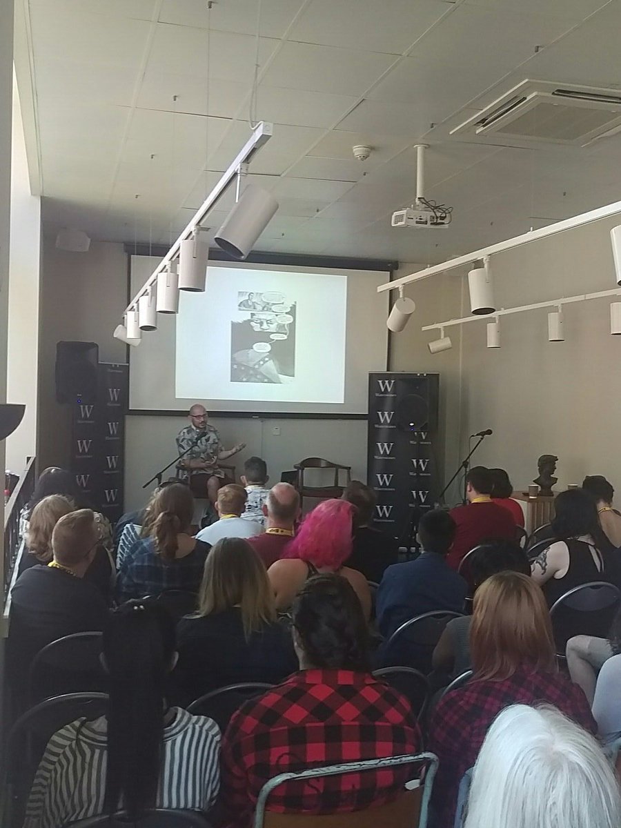 KnightErrantPub's tweet photo. We are at @BHP_Comics ' #9panels Comic Industry event @WaterstonesGla Sauchiehall St.
Full house and an engaged audience despite the heat! https://t.co/6h5YuDrQFs