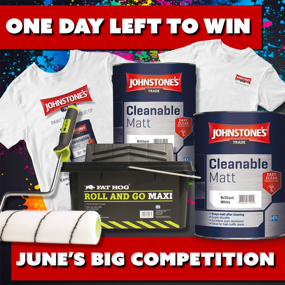 TRADE_decorator's tweet photo. Last call for the Trade Decorator big prize giveaway from Johnstone's Trade Paints.
https://t.co/SqVmL6yQl6
Enter today and be lucky.
#decoratingtools #paintinganddecorating #decoratingproducts #tradedecoratorcompetion #cleanablematt #fathog https://t.co/WJltw7lm5D