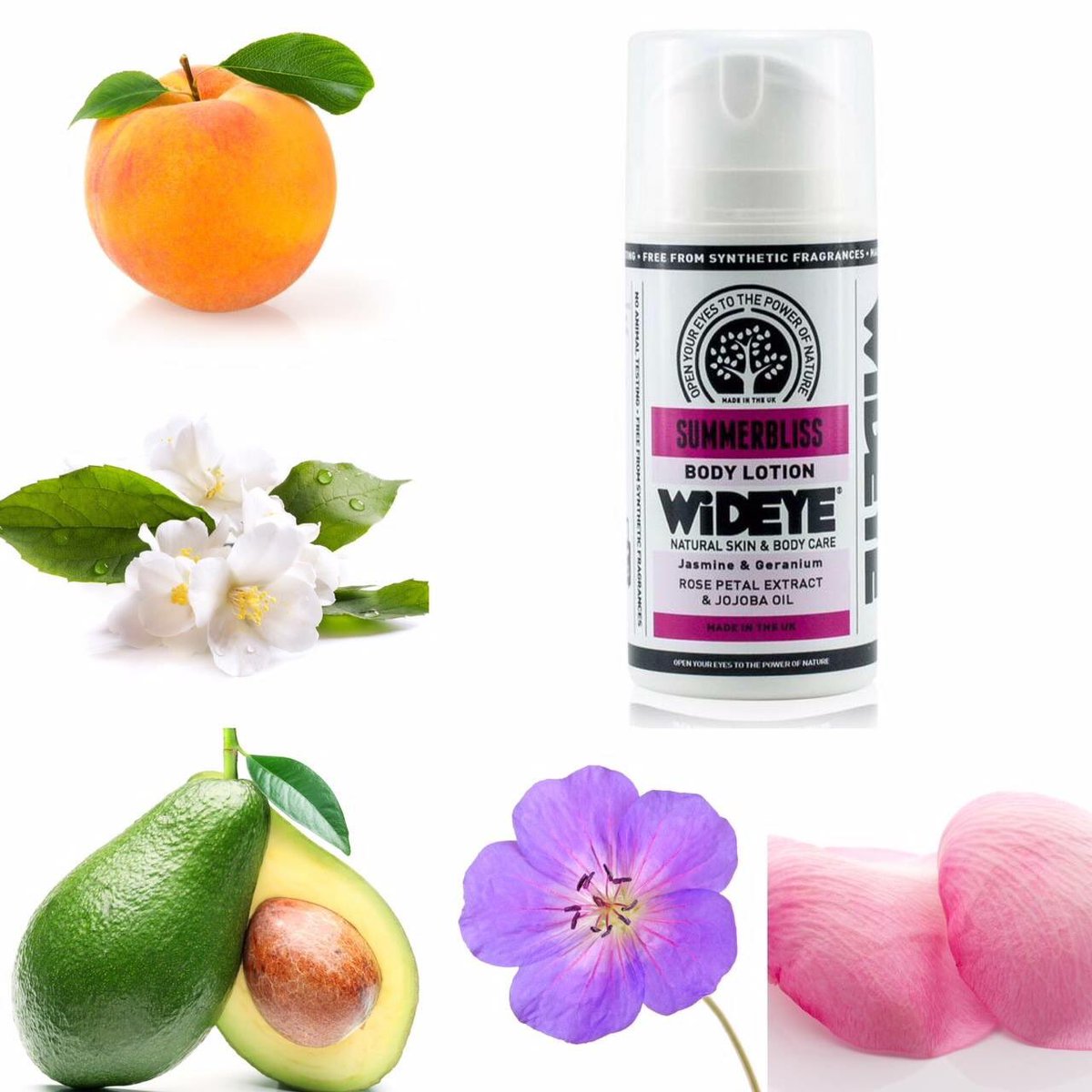 Celebrate the #ArrivalOfSummer with our Summer Bliss #BodyLotion. This light, yet nourishing blend of #AvocadoOil #ApricotKernelOil #VitaminE &amp; #RosePetalExtract will keep your skin looking &amp; feeling great. It's scented with a luxurious combination of #Geranium &amp; #Jasmine Oils.