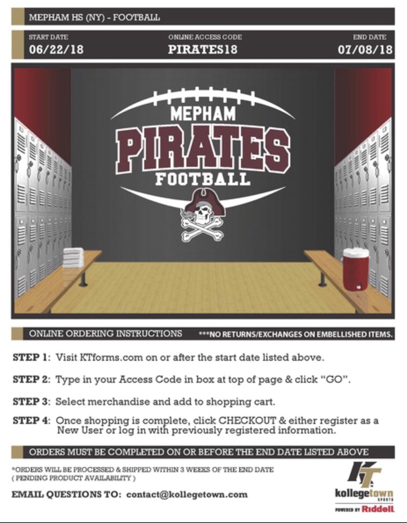 MephamFB's tweet photo. Get your 2018 Pirates Football gear on our team store. Only a few days left! @MephamHS https://t.co/GXUA2RCdBy