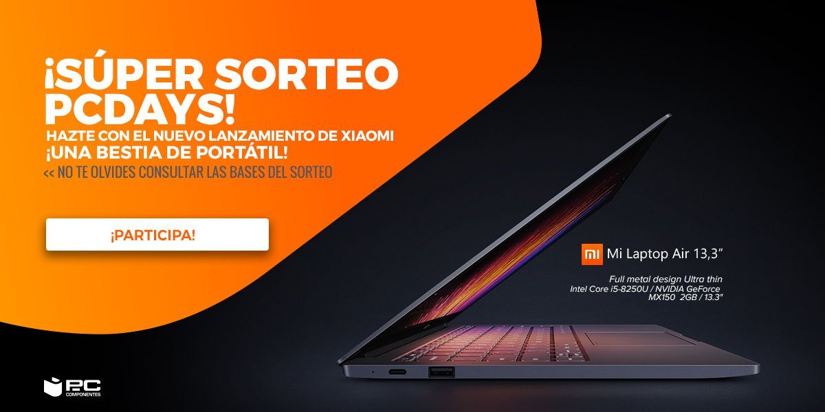 pccomponentes's tweet photo. SORTEAZO! LLÉVATE EL NUEVO PORTÁTIL DE XIAOMI! PARA PARTICIPAR:

- Comenta con #LosPcDaysDePcComponentes
- Haz RT
- Rellena tus datos aquí 👉 https://t.co/A0W1Xi6tBU https://t.co/7gopUzAnyR